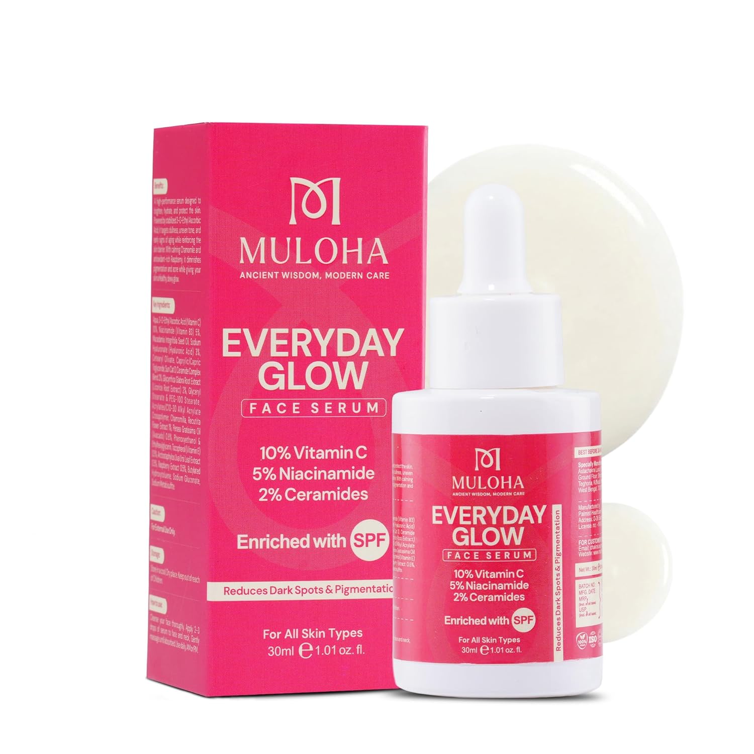 Everyday Glow 10% Vitamin C Face Serum with 5% Niacinamide & 2% Ceramides | Brightening & Dark Spot Reduction | Anti-Ageing Glow Booster | Barrier Repair Serum for Women | 30ml